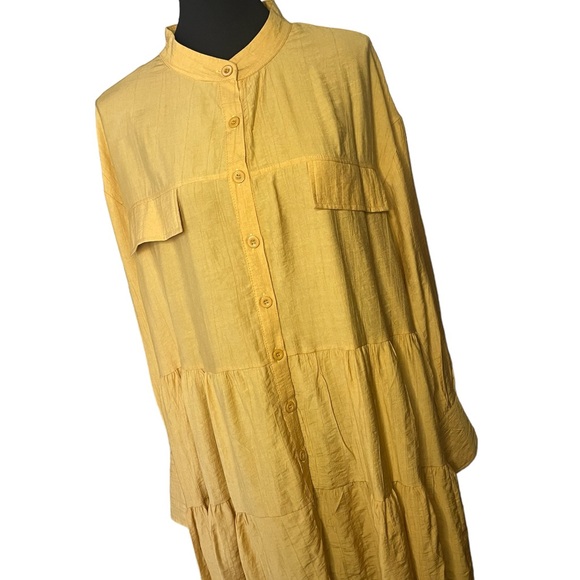 New SoHo Boho Tiered Long Sleeved Button Down Dress Women - Picture 4 of 13